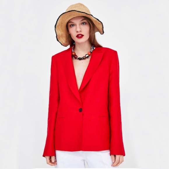 red linen jacket